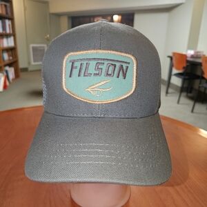 FILSON Mesh Logger Olive Green Fly Fishing Salmon Trout Leather Strap Cap